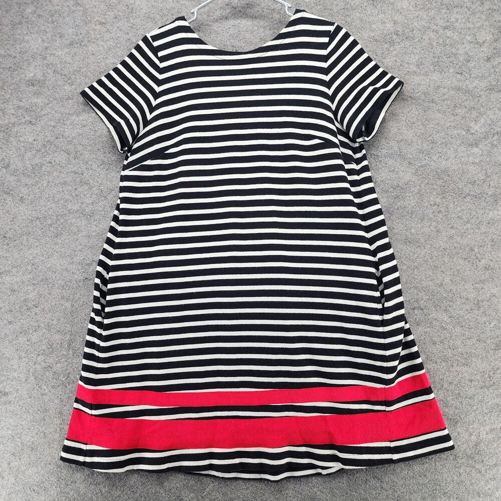 1901 Dress Womens Medium Short Sleeve Black White Striped A Line